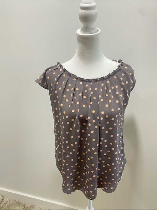 LC Lauren Conrad Tops - LC Lauren Conrad Taupe Blouse with Beige Polka Dots